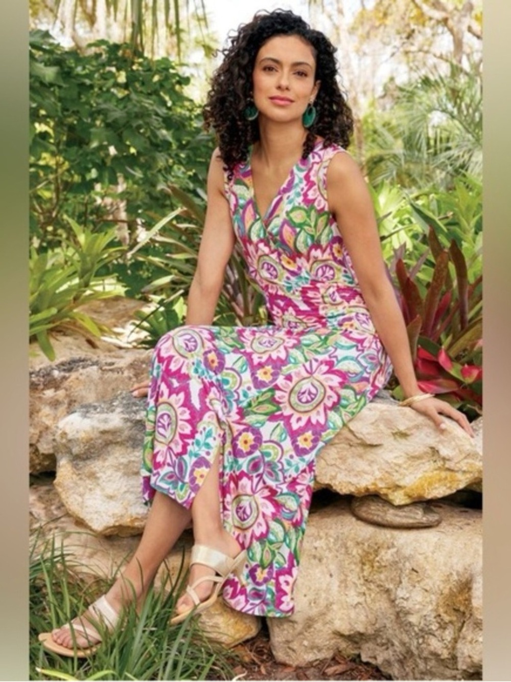 Soft Surroundings Malee Faux Wrap Maxi Dress